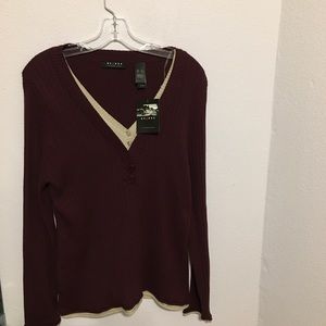 NWT Axcess XL  V-neck raisin colored sweater